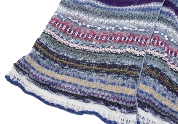 ETRO Linen Blend Stripe Glitter Rib Knit Long Cardigan K-174669_009