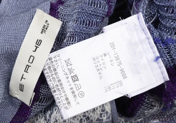 ETRO Linen Blend Stripe Glitter Rib Knit Long Cardigan K-174669_018