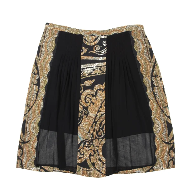 ETRO Rayon Blend Graphic Print Sheer Pleats Stretch Skirt K-174674_002