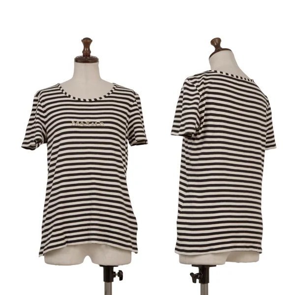 MAX&Co Cotton Logo Sequin Striped T-shirt Black,White L K-174679_001
