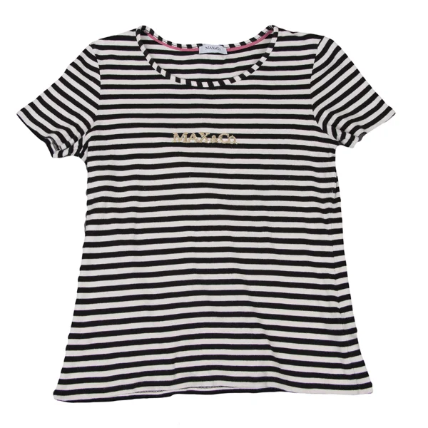 MAX&Co Cotton Logo Sequin Striped T-shirt K-174679_002
