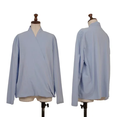 ISSEY MIYAKE PERMANENTE Cotton Drape Wrap-Front Blouse