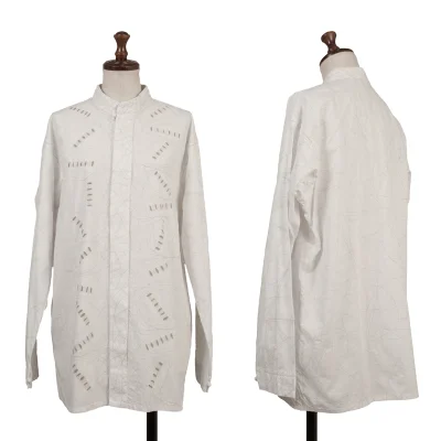 ASHA BY MDS Graphic Embroidery Band Collar Blouse