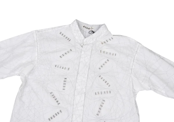 ASHA BY MDS Graphic Embroidery Band Collar Blouse K-174688_003