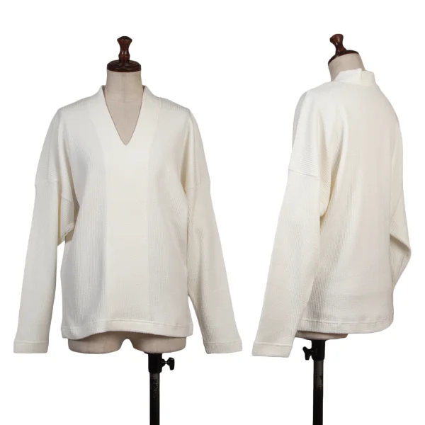 Plantation Cotton Ridge Weave V Neck T Shirt White M K-174721_001