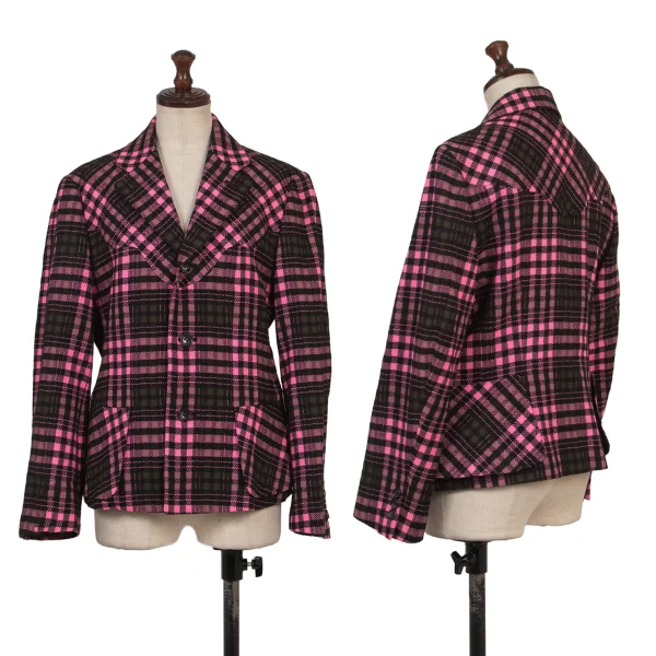 robe de chambre COMME des GARCONS Check Weave Big Flap Pocket Jacket Pink,Black M K-174733_001