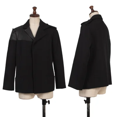 Yohji Yamamoto FEMME Leather Patchwork Wool Jacket
