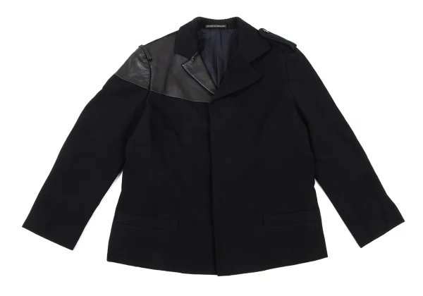 Yohji Yamamoto FEMME Leather Patchwork Wool Jacket K-174747_002