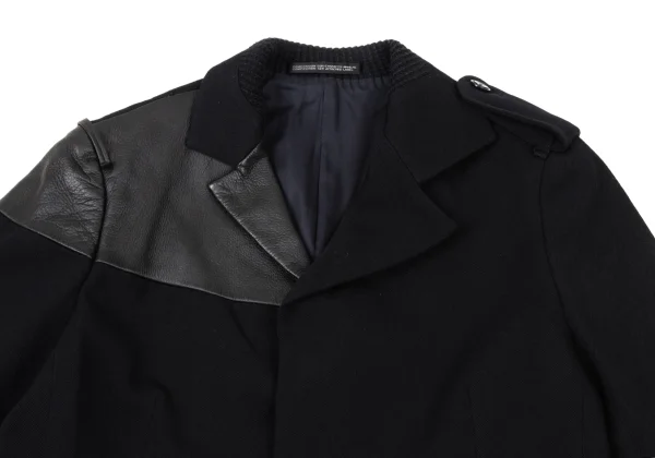 Yohji Yamamoto FEMME Leather Patchwork Wool Jacket K-174747_003