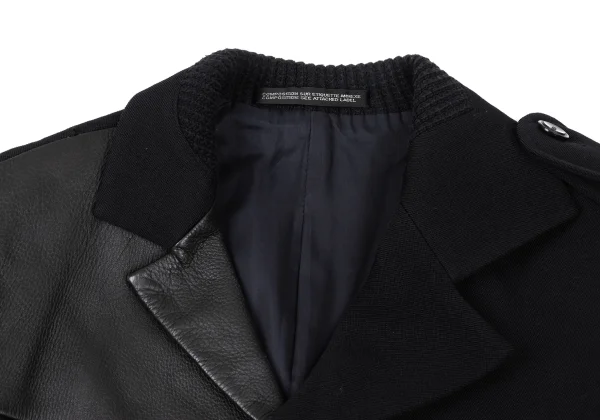 Yohji Yamamoto FEMME Leather Patchwork Wool Jacket K-174747_004