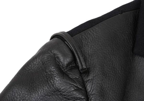 Yohji Yamamoto FEMME Leather Patchwork Wool Jacket K-174747_006