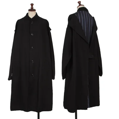 Y's Stripe Layered Linen Cotton Coat