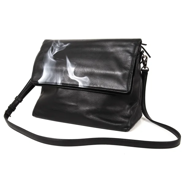 Yohji yamamoto discord Fire Plisse Leather Shoulder Bag Black  K-174761_001