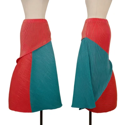 ISSEY MIYAKE Bicolor Switching Pleats Skirt