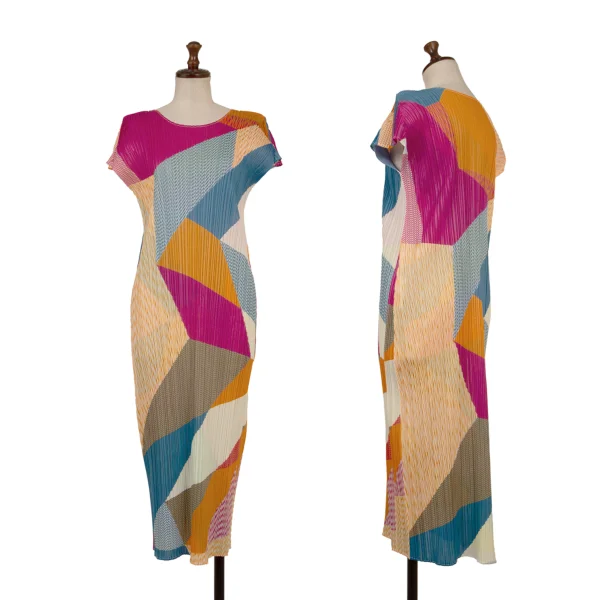PLEATS PLEASE Pleats Geometric Multi-Color Dress Multi-Color 2 K-174765_001