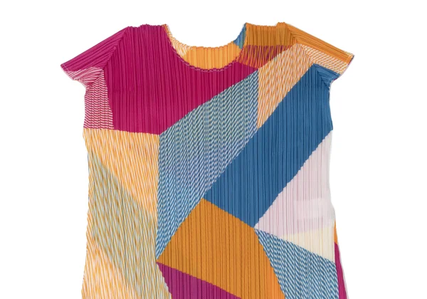 PLEATS PLEASE Pleats Geometric Multi-Color Dress K-174765_003