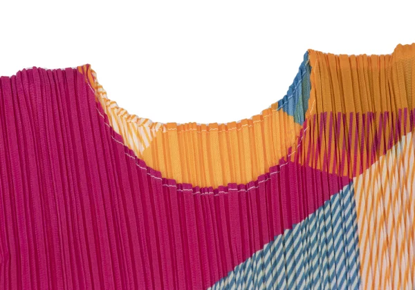 PLEATS PLEASE Pleats Geometric Multi-Color Dress K-174765_004