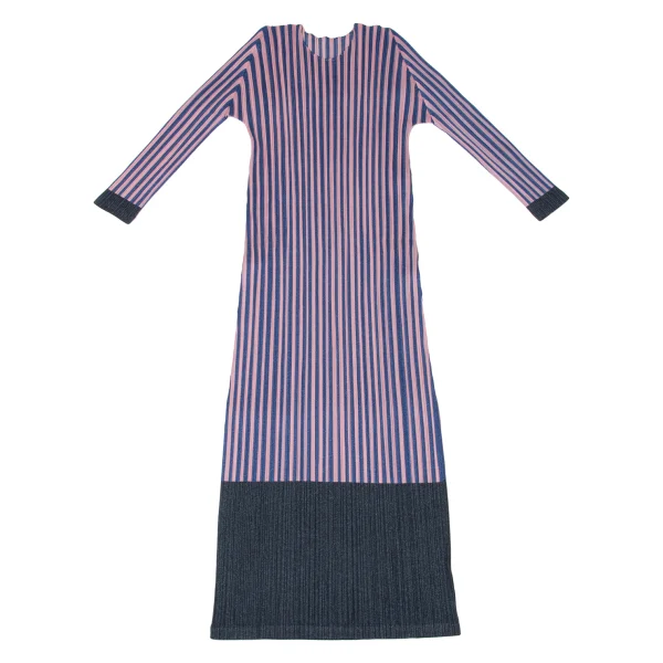 PLEATS PLEASE Pleats Striped Switching Dress K-174766_002