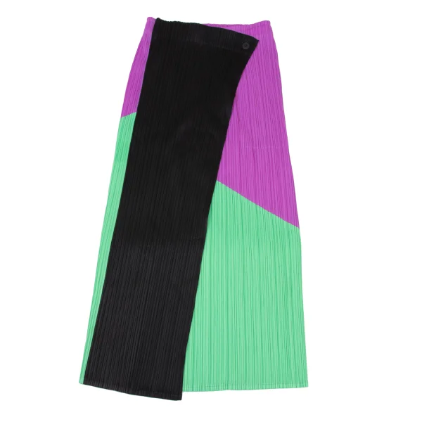 PLEATS PLEASE Color Block Front Wrap Skirt K-174770_002