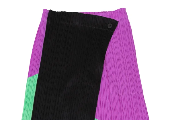 PLEATS PLEASE Color Block Front Wrap Skirt K-174770_003