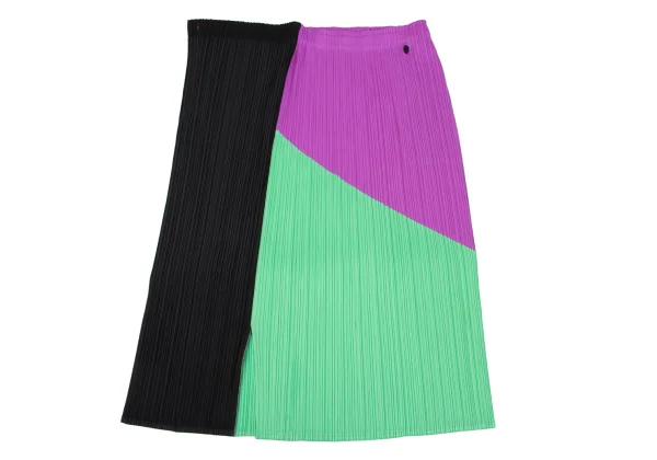PLEATS PLEASE Color Block Front Wrap Skirt K-174770_009
