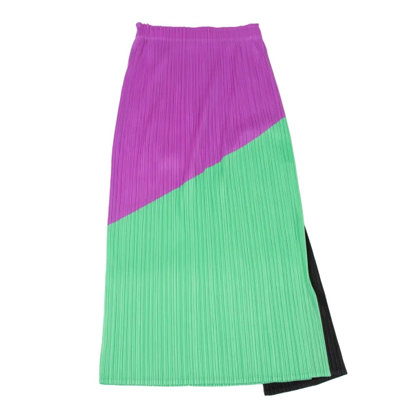 PLEATS PLEASE Color Block Front Wrap Skirt K-174770_011