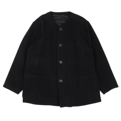 COMME des GARCONS HOMME Melton Wool Collarless Zip-Up Jacket