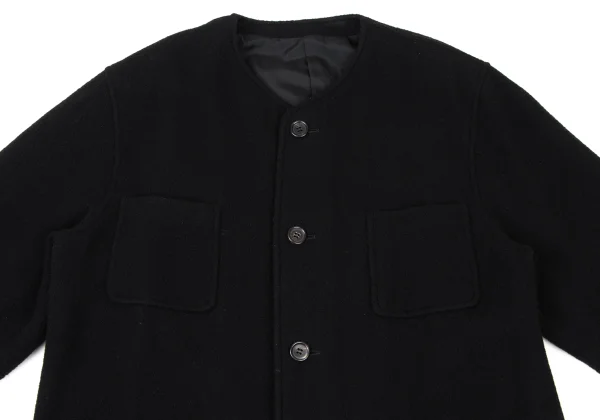 COMME des GARCONS HOMME Melton Wool Collarless Zip-Up Jacket K-174776_002