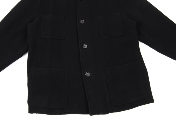 COMME des GARCONS HOMME Melton Wool Collarless Zip-Up Jacket K-174776_009
