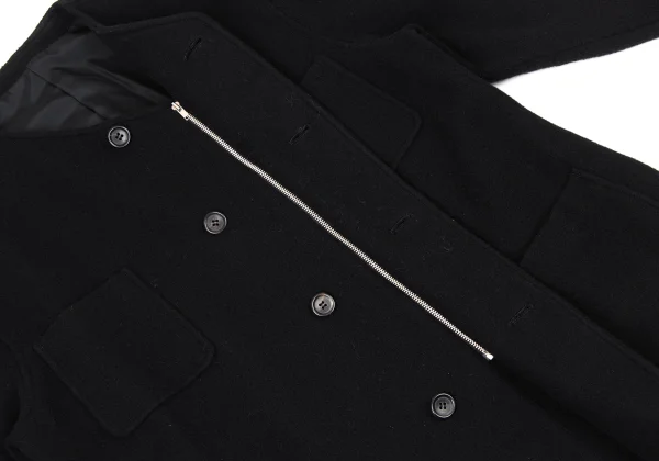 COMME des GARCONS HOMME Melton Wool Collarless Zip-Up Jacket K-174776_011