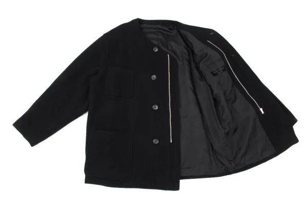 COMME des GARCONS HOMME Melton Wool Collarless Zip-Up Jacket K-174776_012
