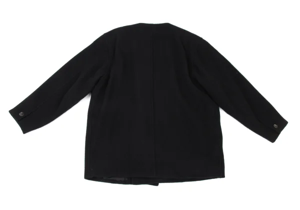 COMME des GARCONS HOMME Melton Wool Collarless Zip-Up Jacket K-174776_014