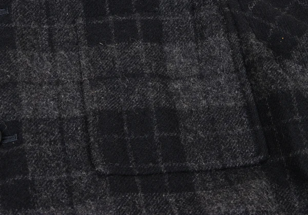 COMME des GARCONS HOMME Brushed Wool Check Open Collar Jacket K-174778_005