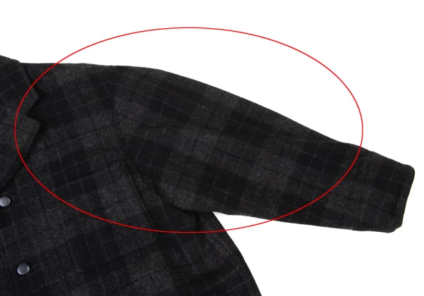 COMME des GARCONS HOMME Brushed Wool Check Open Collar Jacket K-174778_006