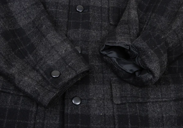 COMME des GARCONS HOMME Brushed Wool Check Open Collar Jacket K-174778_008