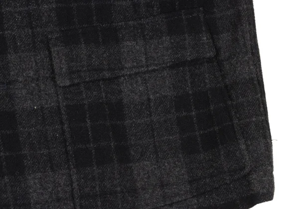 COMME des GARCONS HOMME Brushed Wool Check Open Collar Jacket K-174778_010