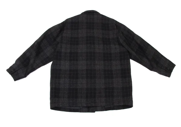 COMME des GARCONS HOMME Brushed Wool Check Open Collar Jacket K-174778_012
