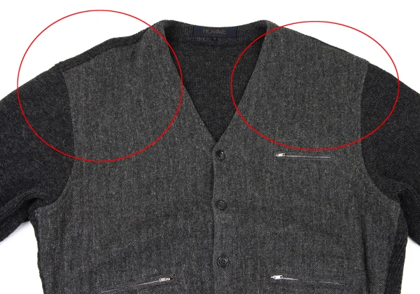 COMME des GARCONS HOMME Herringbone Switching Zip Pocket Cardigan K-174781_002