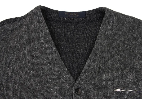 COMME des GARCONS HOMME Herringbone Switching Zip Pocket Cardigan K-174781_005