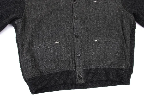 COMME des GARCONS HOMME Herringbone Switching Zip Pocket Cardigan K-174781_010