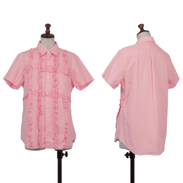 tricot COMME des GARCONS Dyed Front Floral Lace Short Sleeve Shirt Pink S-M K-174786_001