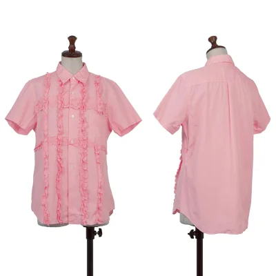 tricot COMME des GARCONS Dyed Front Floral Lace Short Sleeve Shirt
