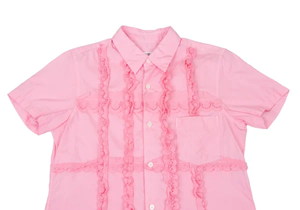 tricot COMME des GARCONS Dyed Front Floral Lace Short Sleeve Shirt K-174786_003