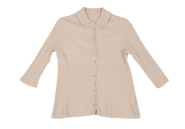 TSUMORI CHISATO Dyed Cotton Wrinkled Pleats 3/4 Sleeve Blouse K-174796_002