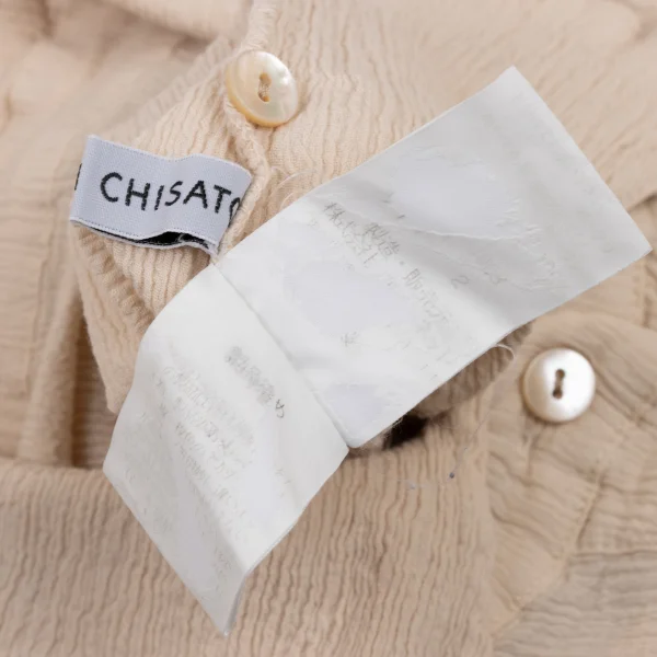 TSUMORI CHISATO Dyed Cotton Wrinkled Pleats 3/4 Sleeve Blouse K-174796_014