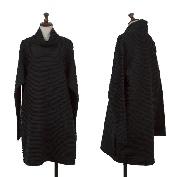 Plantation Ribbed Design High-neck Top Black M K-174801_001
