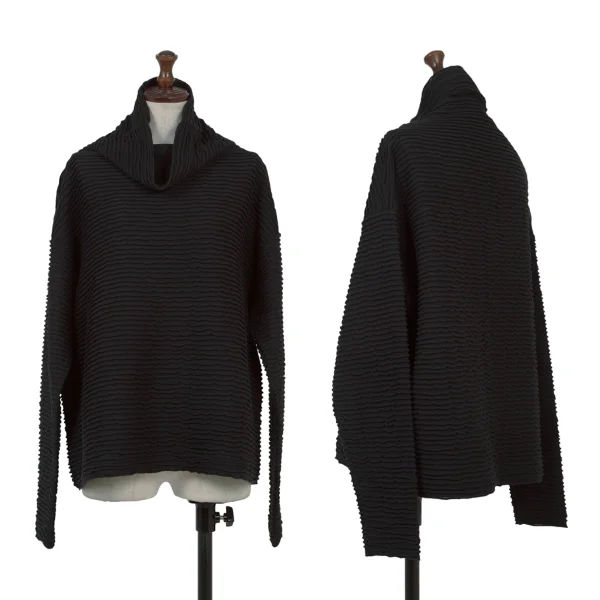 Plantation Ribbed Deign High-neck Top Black M K-174802_001