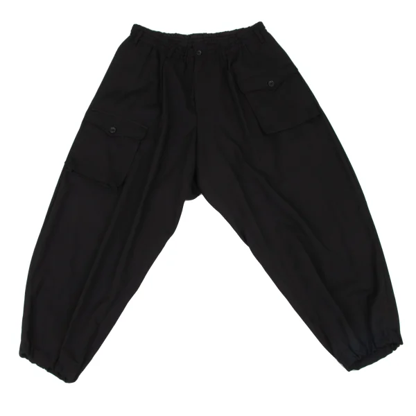Yohji Yamamoto POUR HOMME Wool Gabardine Flap Pocket Pants Black 3 K-174807_001