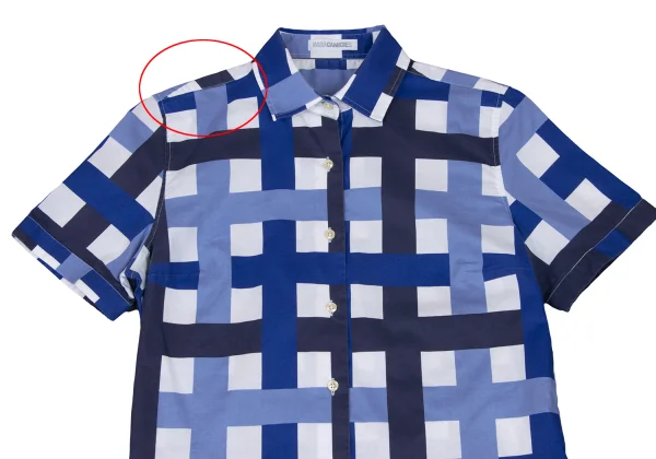 NARACAMICIE Line Check Pattern Cotton Short Sleeve Shirt K-174812_003