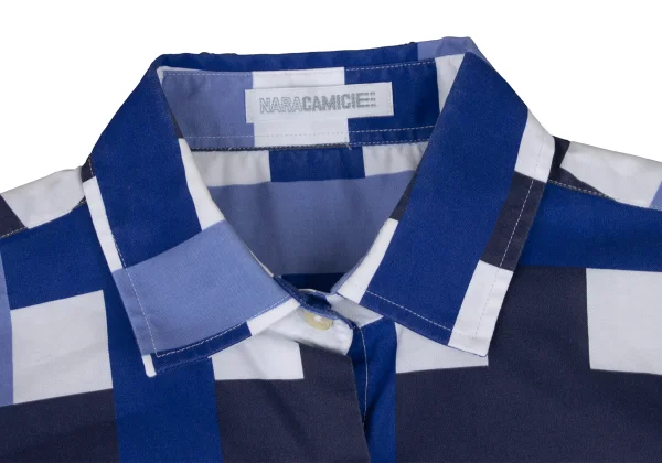 NARACAMICIE Line Check Pattern Cotton Short Sleeve Shirt K-174812_005
